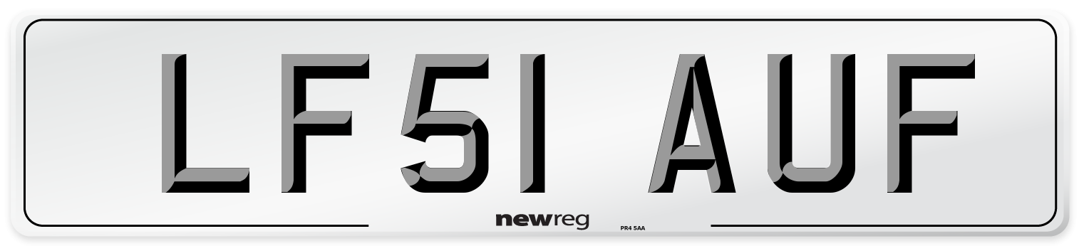 LF51 AUF Number Plate from New Reg